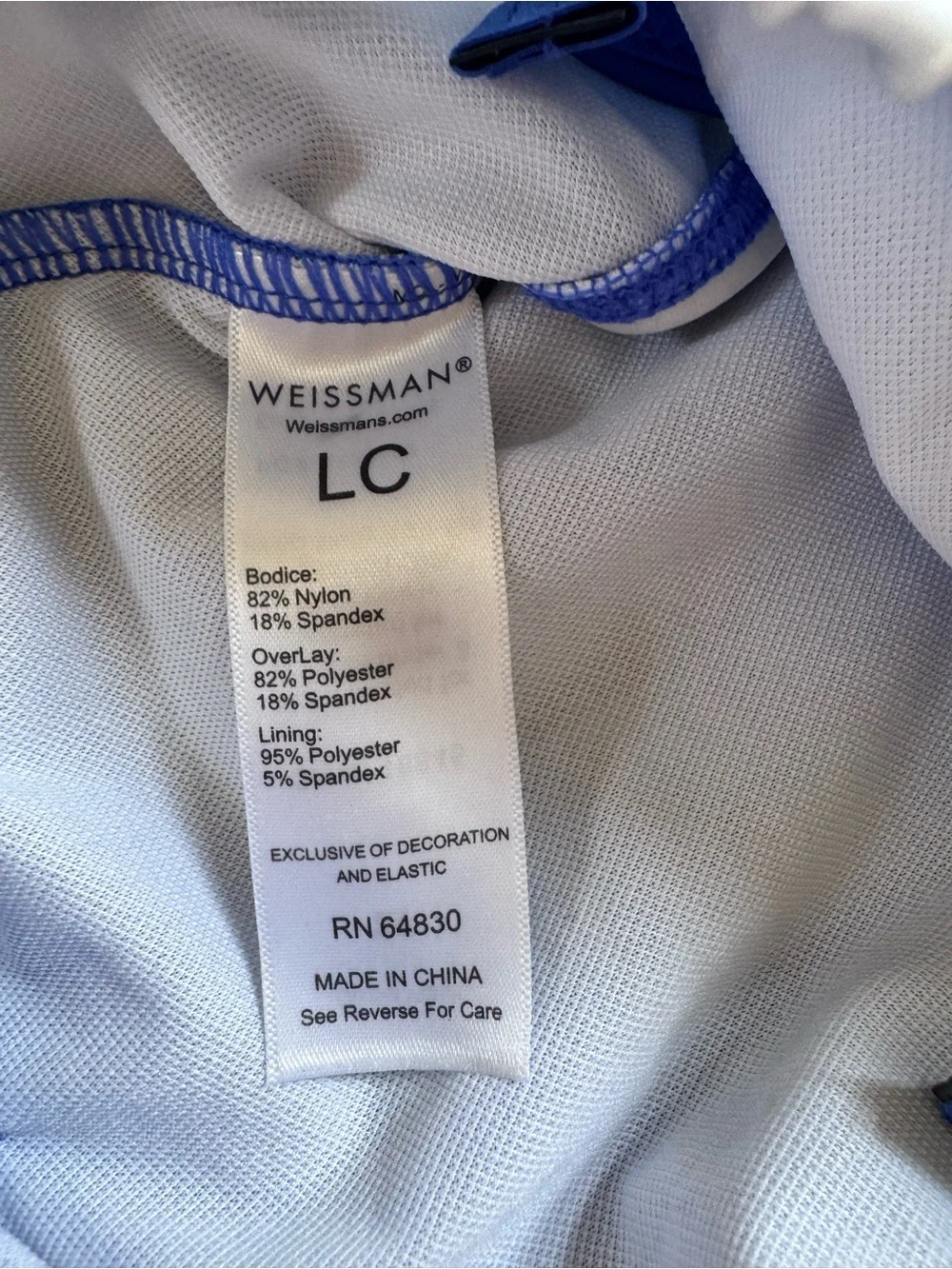 Weissman Catch A Wave Character Dance Costume Retro Bathing Suit Blue Size LC